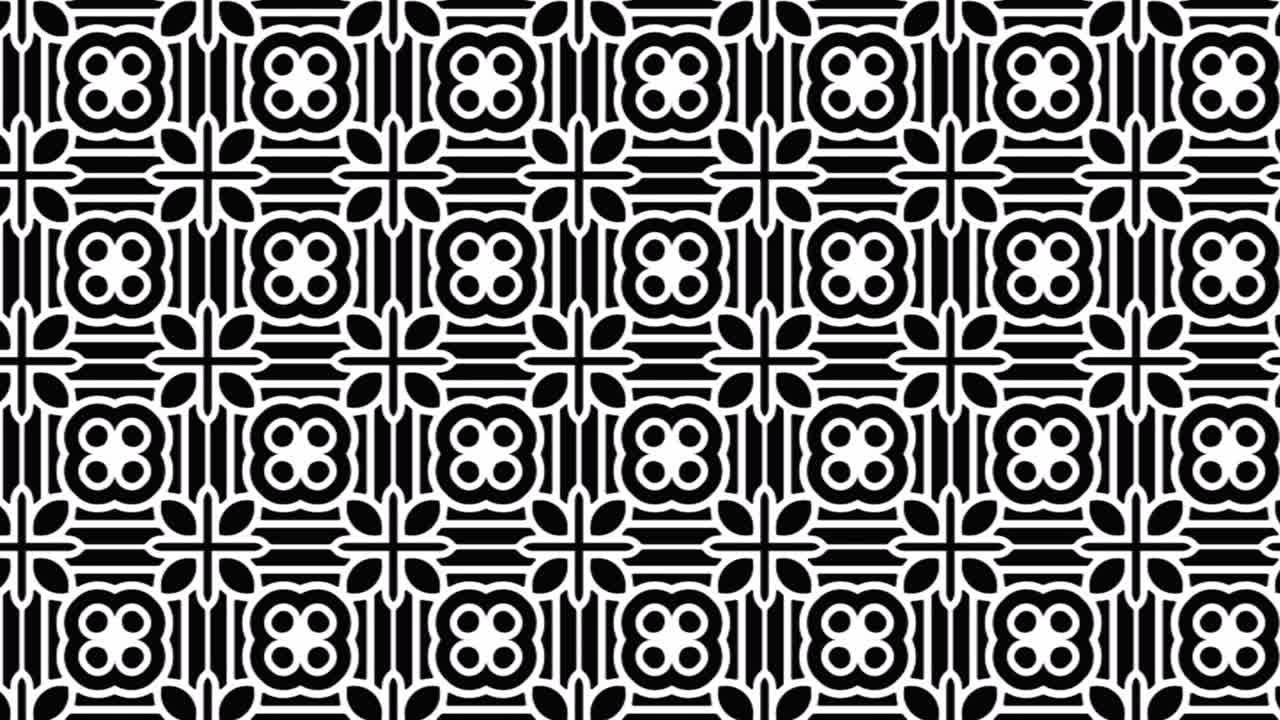 patrón de mosaico blanco y negro estilo geométrico hecho en un fondo negro animación lateral - gráfico