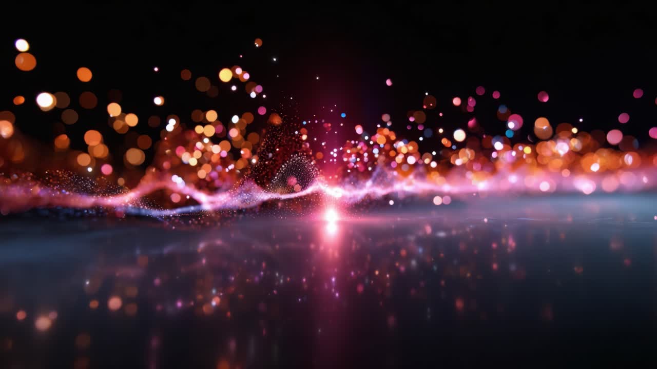 Immagini astratte straordinarie di particelle e onde luminose con effetti di luce dinamici in un ambiente scuro per ispirazione artistica e creatività