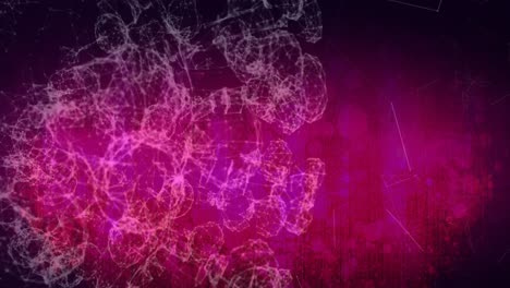 animación digital de una red de conexiones flotando contra un fondo de gradiente rosa