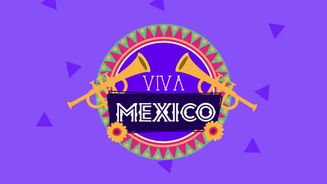 viva mexico animation with trumpets instruments