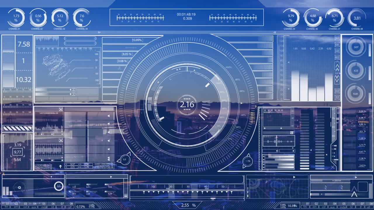 animación del alcance y procesamiento de datos sobre el paisaje urbano
