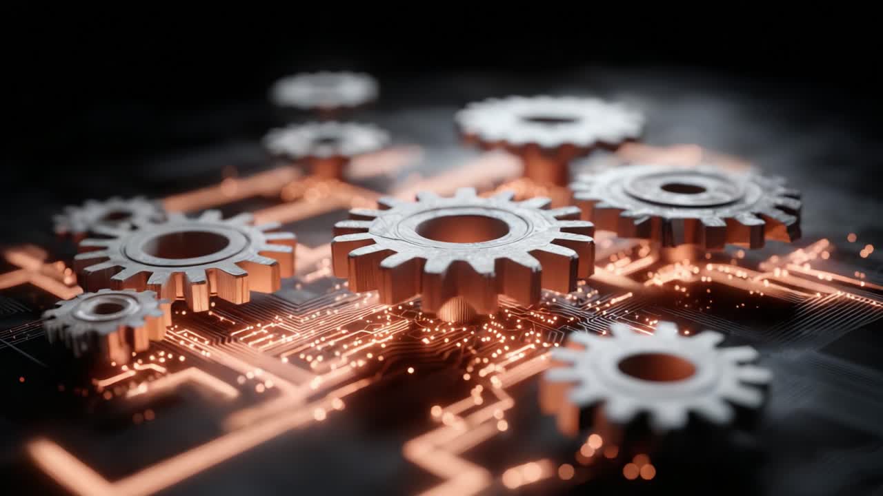 Exploring the Intricate Dynamics of Interconnected Gears and Circuitry: A Fusion of Mechanical Engineering and Modern Technology in Captivating Detail