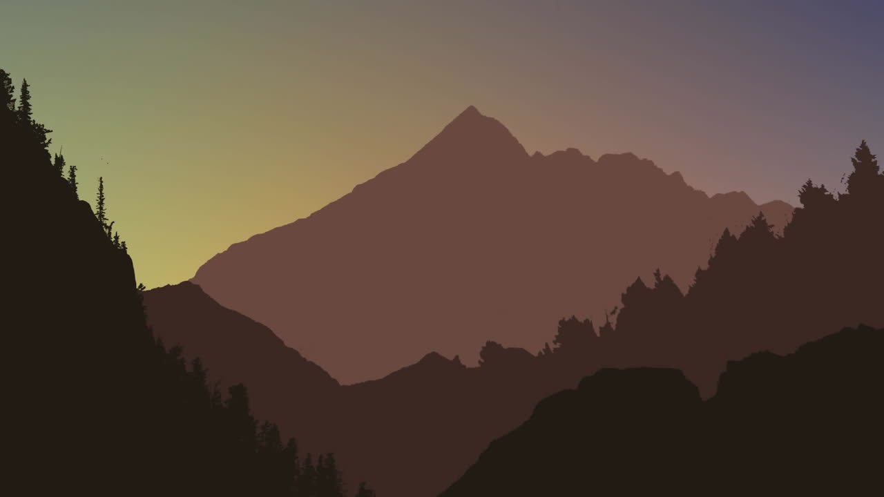 변화하는 배경을 가진 풍경의 애니메이션