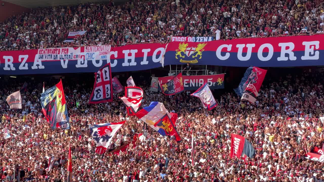 Football fans at the stadium in Genoa