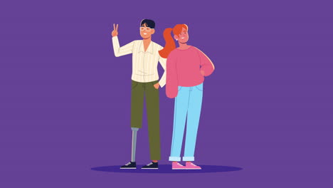 disabled man with redhead girl couple