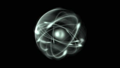 high energy atomic structure simulation with electron shell, rapidly moving electrons and pulsating nucleus