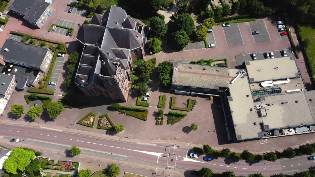 Aerial View of a European Town Center
