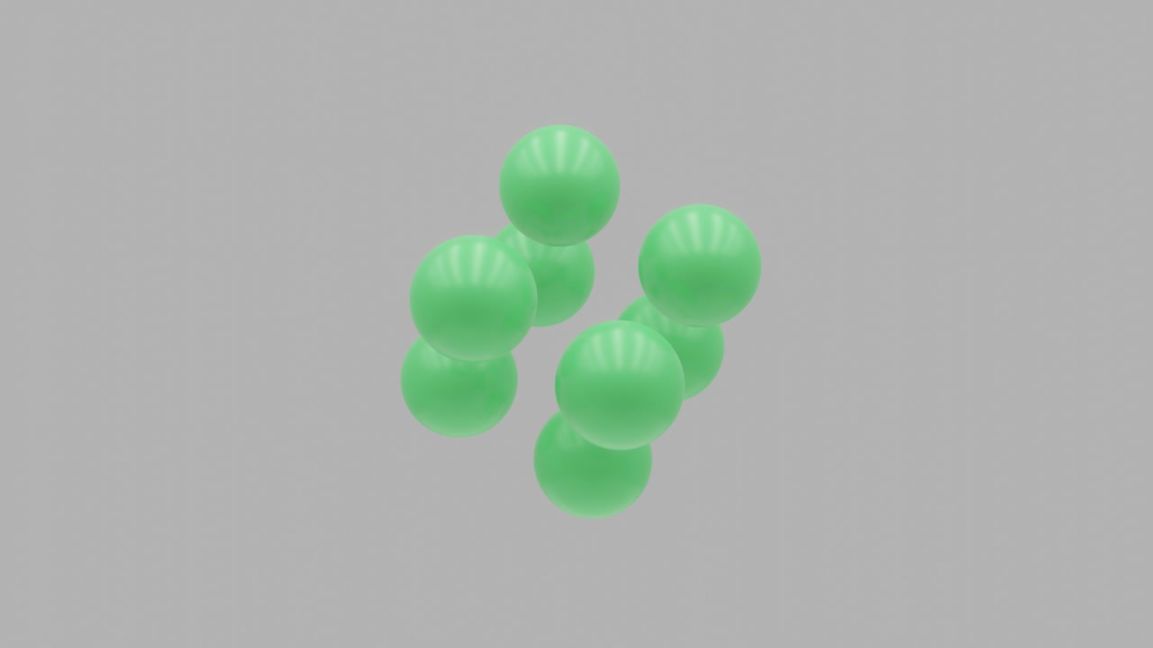 bolas verdes moviéndose sobre un fondo blanco. bucle sin costuras abstracto objetos gráficos de movimiento renderizados en 3d