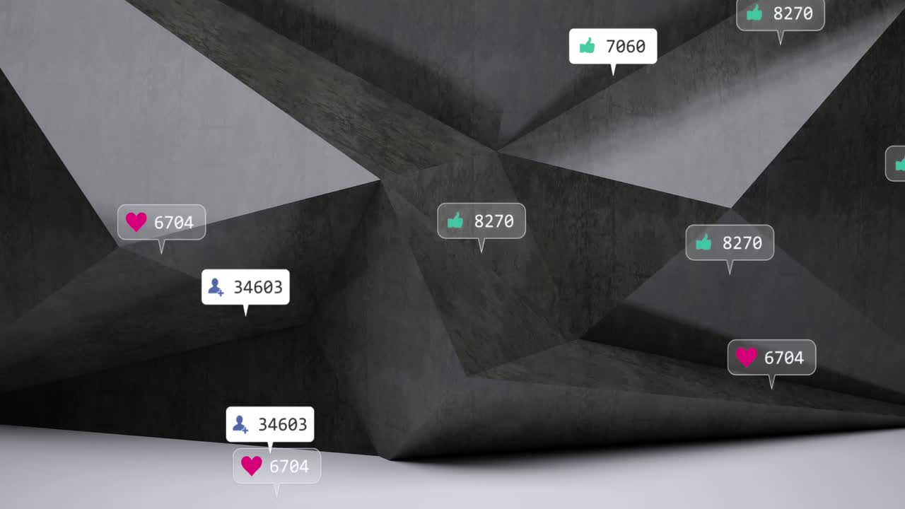 animación del procesamiento de datos de las redes sociales sobre un patrón abstracto