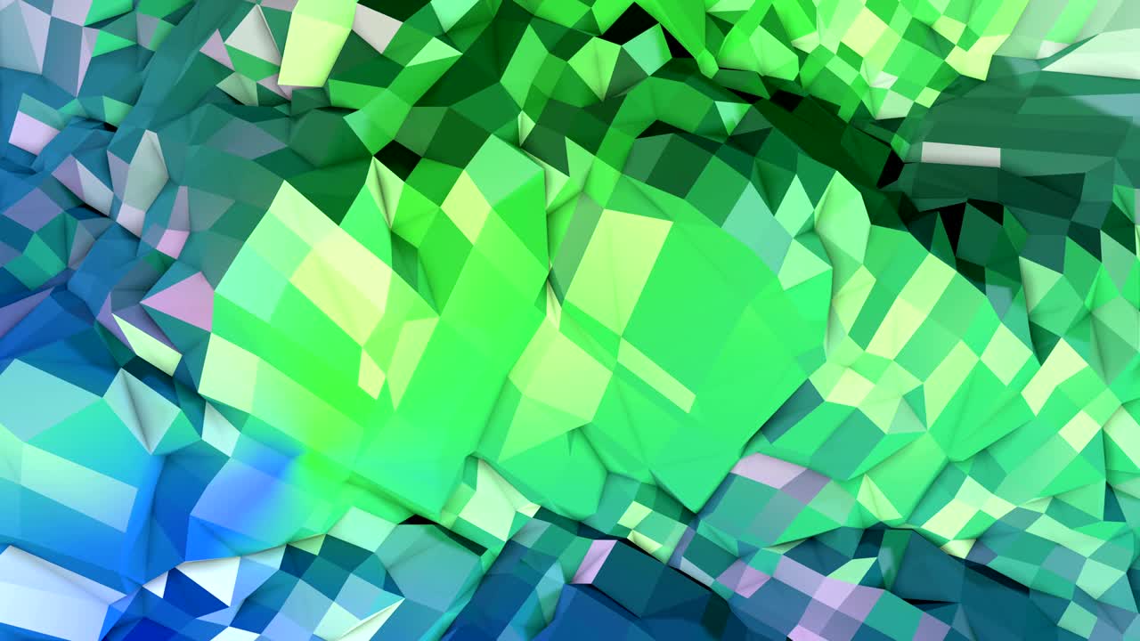 4k low poly background animation in loop. Seamless 3d animation in modern geometric low poly style with gradient colors. Creative simple background. V2 blue green landscape