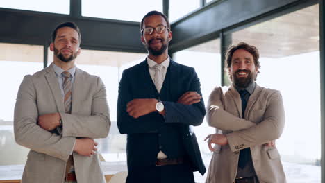 business men, happy and professional portrait