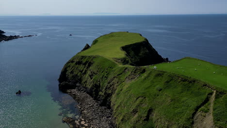 overhead view flying over the coastline of donegal, ireland