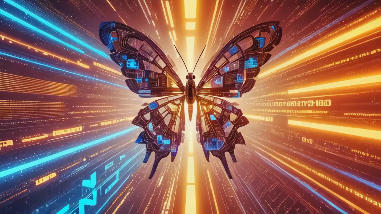 Digital Butterfly in Cyberpunk Matrix