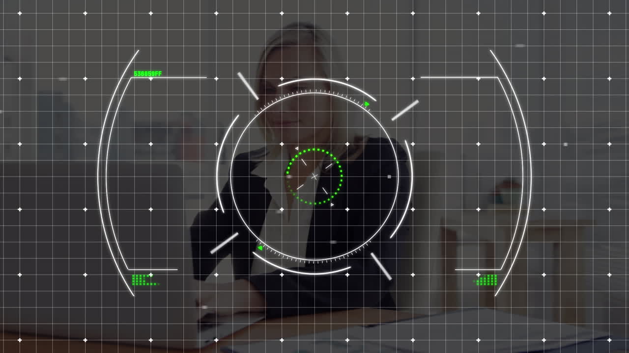 사무실에 있는 백인 사업가 여성에 대한 타 ⁇ 팅의 애니메이션