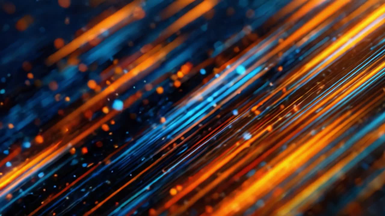 Dynamic Light Trails: A Stunning Visualization of Vivid Blue and Orange Streams Embodying Movement and Energy in Abstract Format