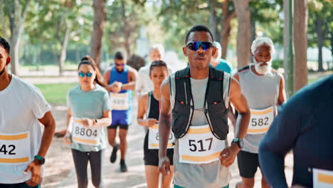 diverse group of runners at a marathon