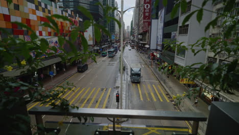 urban greenery at hongkong downtown complex gimbal shot