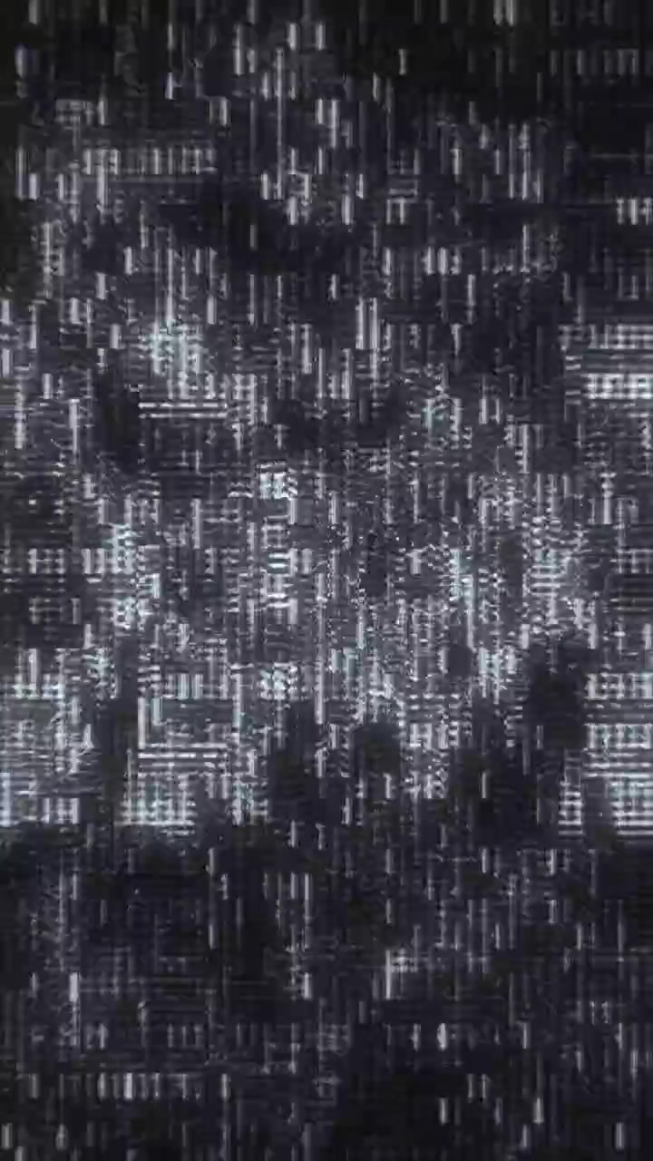 Flickering Digital Data and Code Lines on a Dark Screen