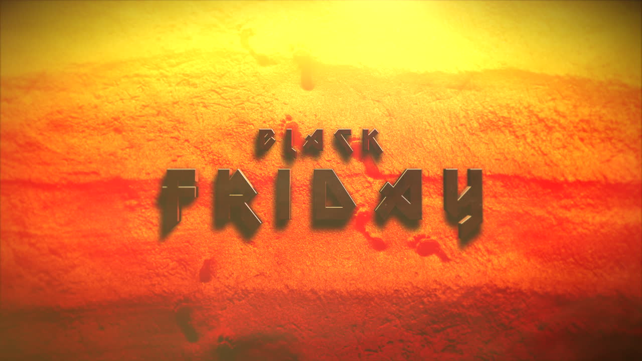 texto de viernes negro con rayos de sol en la arena en el desierto