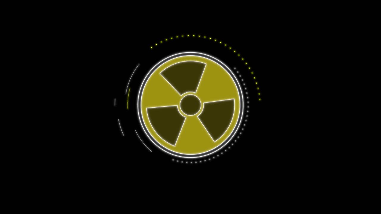 Secuencia animada de un símbolo radiactivo pulsante