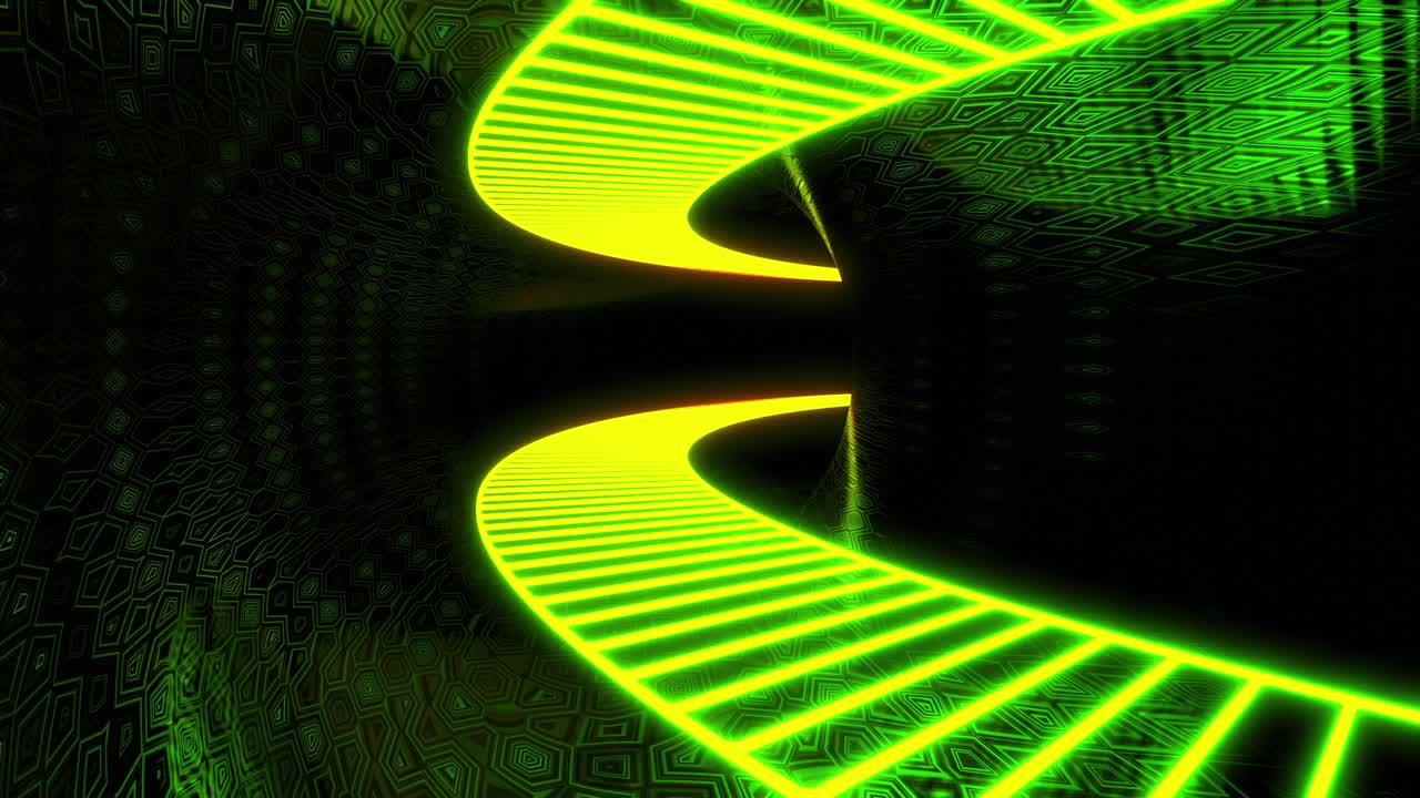 Tunnel 3D astratto con luci al neon