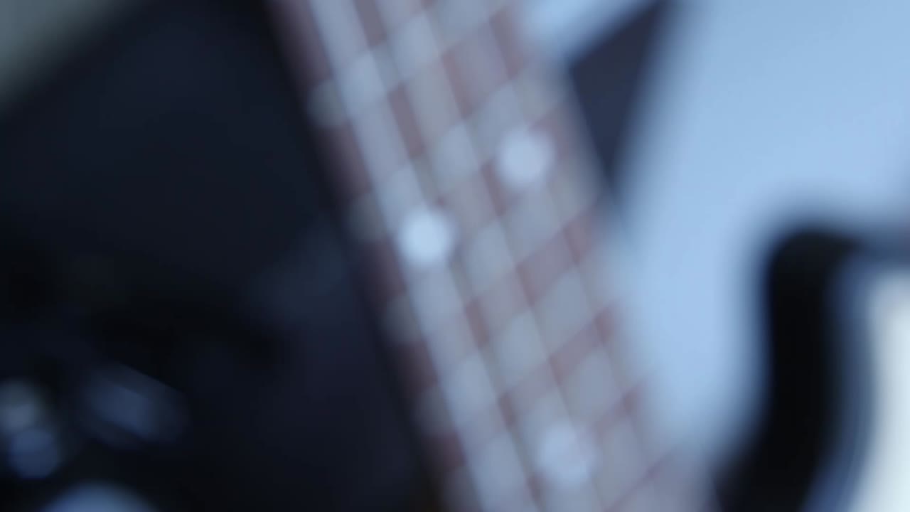 Close up on electric guitar neck
