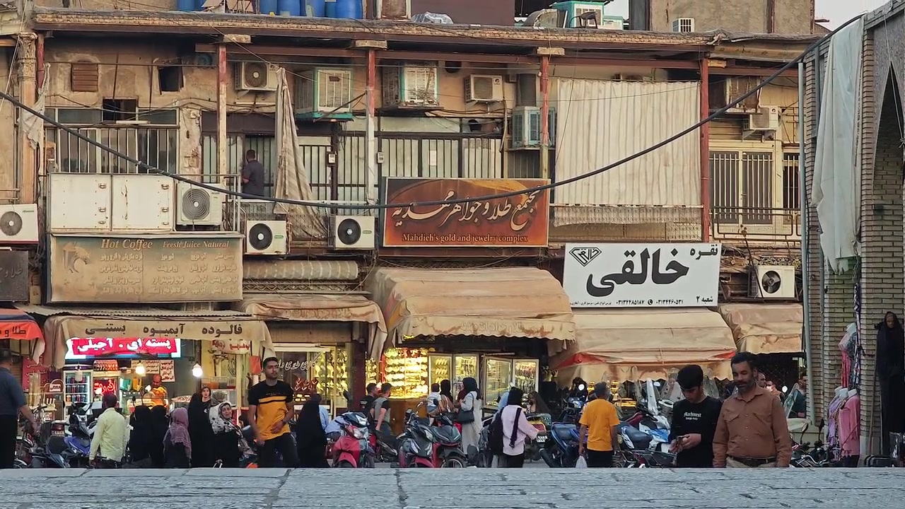 Crowded Street Market Scene in an Urban Middle Eastern City