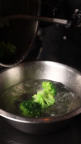 Broccoli being prepared for cooking