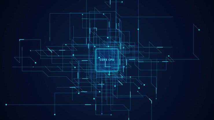 Chip Processore GPU Digitale con Linee di Rete Dati Animate
