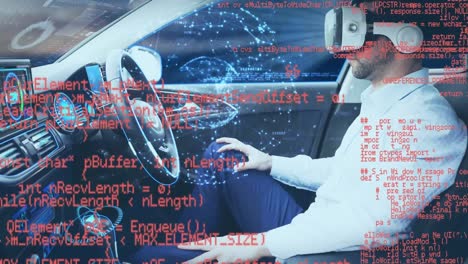 Animation-of-information-displays-with-man-in-vr-headset-using-self-driving-car