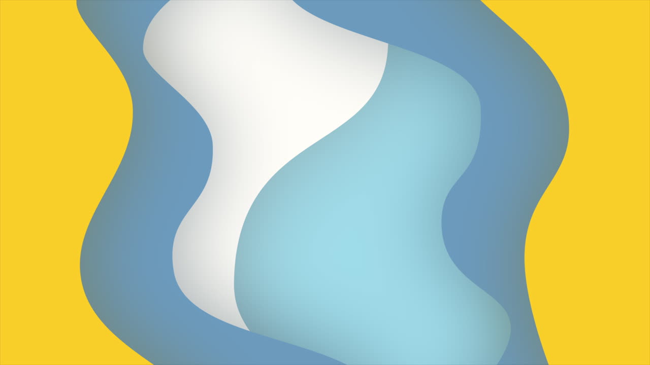 Abstract Wavy Shapes Flowing on Yellow Background