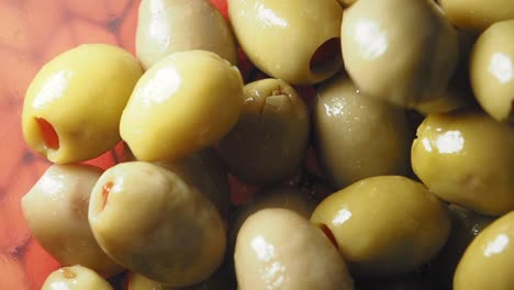 close-up of stuffed green olives