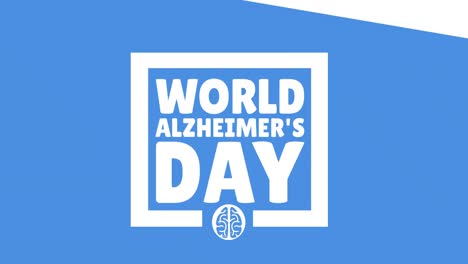 animation of world alzheimer's day text with icons on blue background