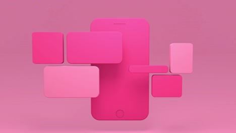 3d Minimal pink mobile phone