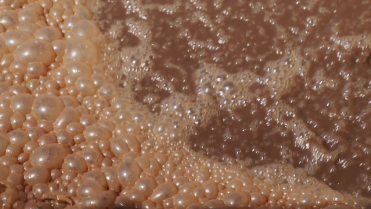 Close up of waste water bubbles during a purification process