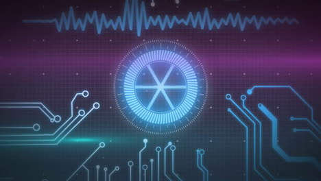 animación del alcance, procesamiento de datos a través de una placa de circuitos