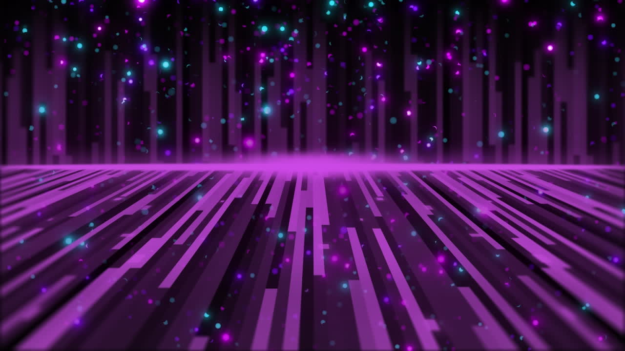Animation of glowing spots of light and purple glowing light trails on ...