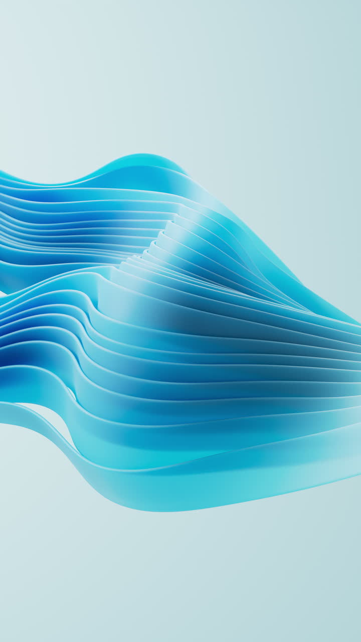 Flowing gradient blue curve ribbons background, 3d rendering.