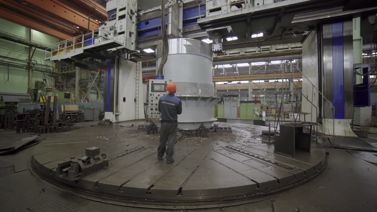 Industrial Machinist Operating a Lathe