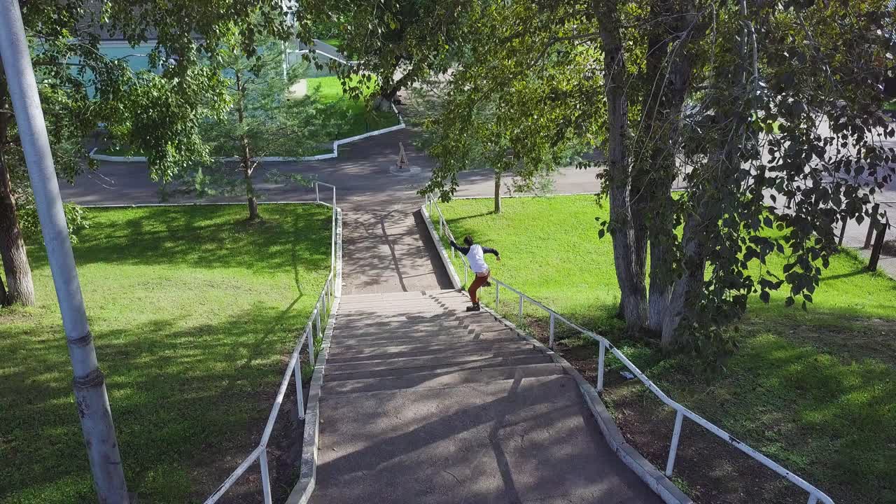 Skateboarding on Stairs in a Park