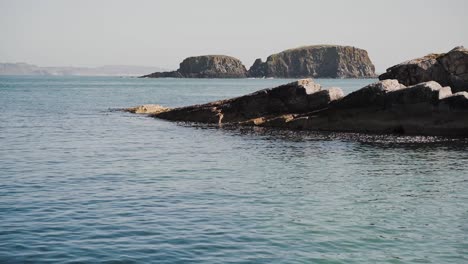 view of rocks and small island, irish coastal scenery