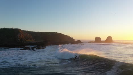 Surfen,-Epischer-Sonnenuntergang,-Punta-De-Lobos,-Pichilemu,-Chile