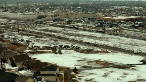 lehi, utah traffic along 2100 north at twilight in winter - aerial hyper lapse