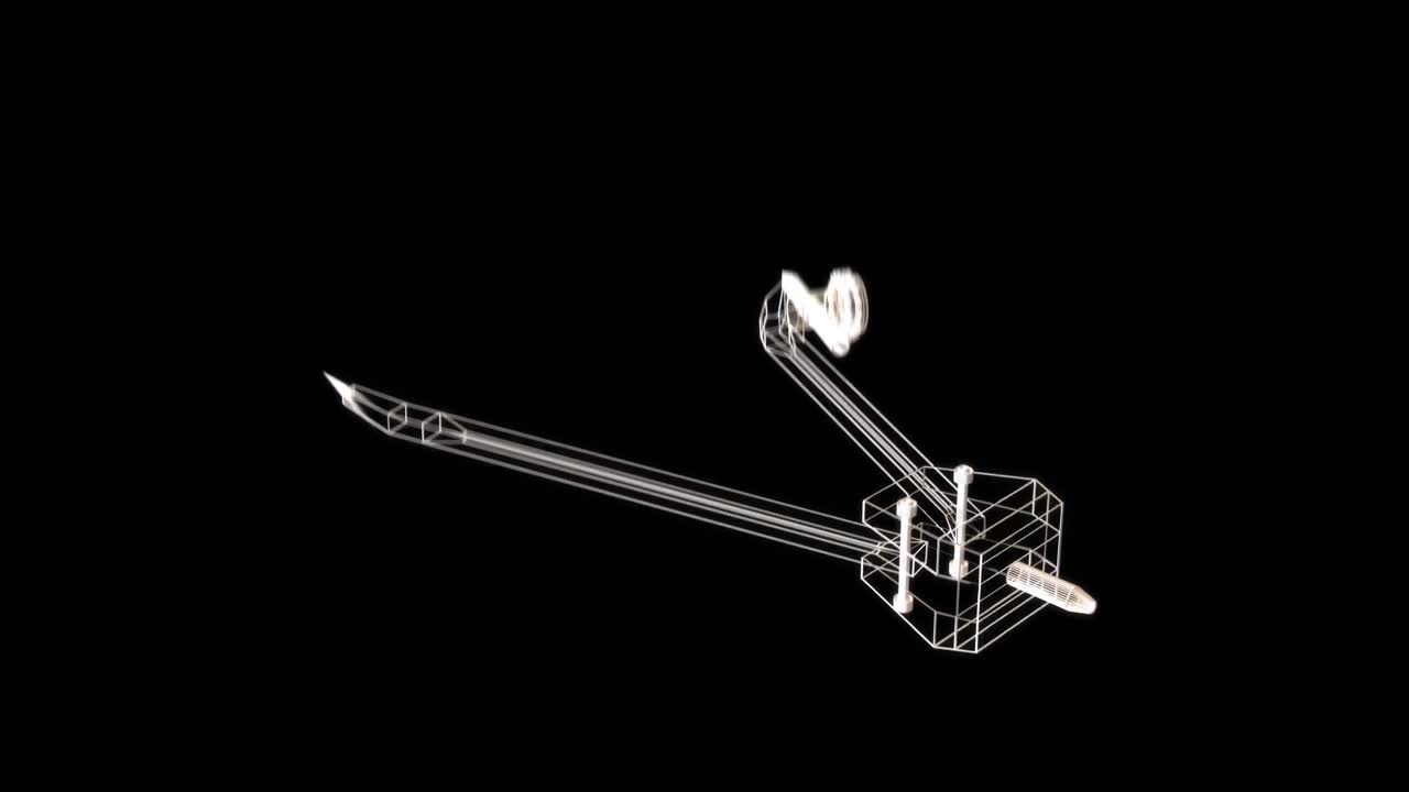 검은 바탕에 움직이는 나침반 아이콘의 애니메이션