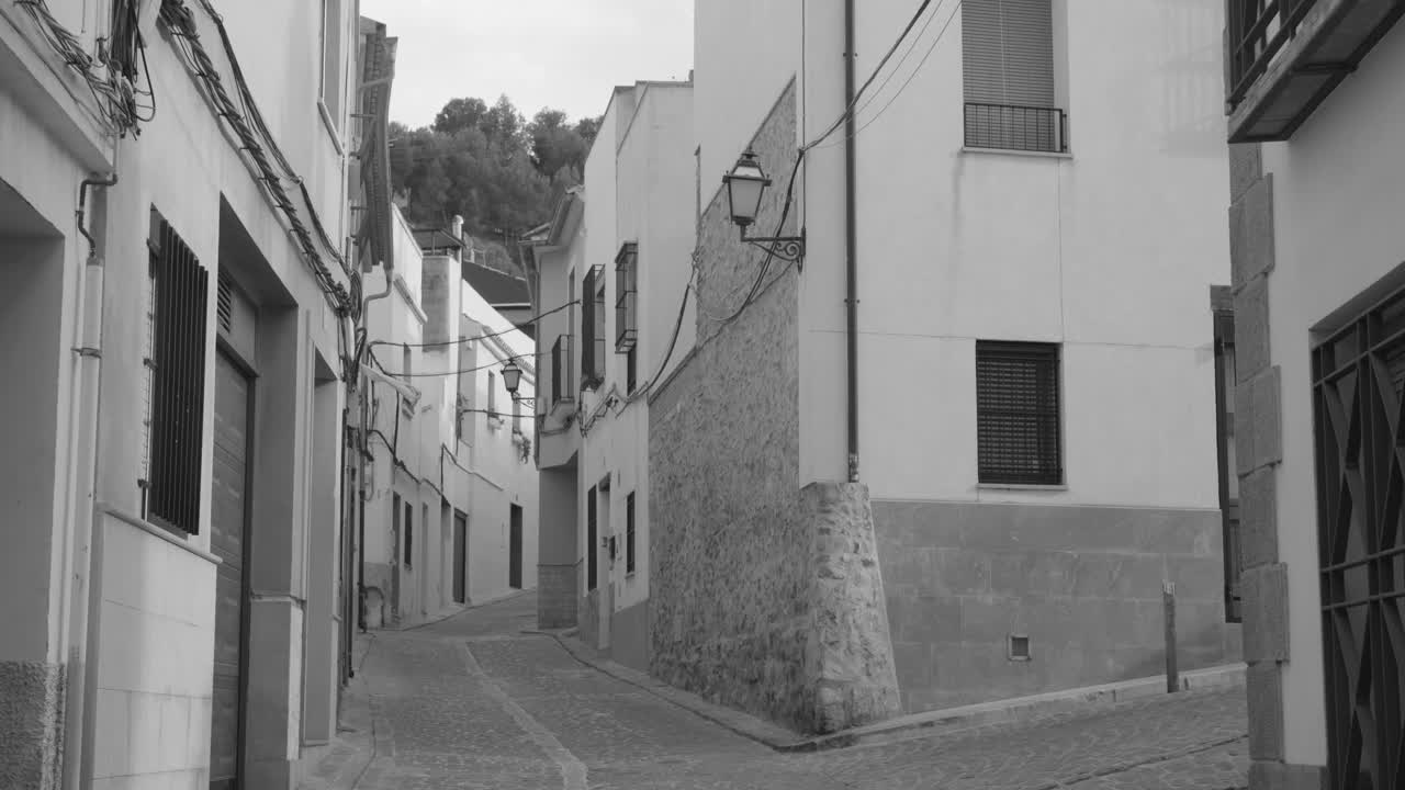 Black and white record of the historic city of Sagunto in Spain