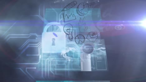animación del procesamiento de datos a través de un candado de seguridad en línea y procesamiento de datos