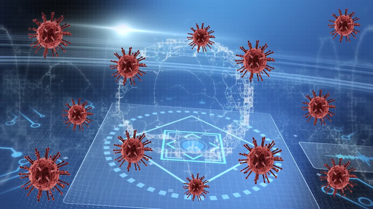 코로나 19 세포의 애니메이션과 과학 데이터 처리