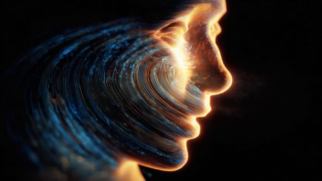 A mesmerizing visual representation of a face formed by swirling cosmic elements and vibrant streams of light, illustrating the connection between humanity and the vast universe beyond, blending reality with digital artistry