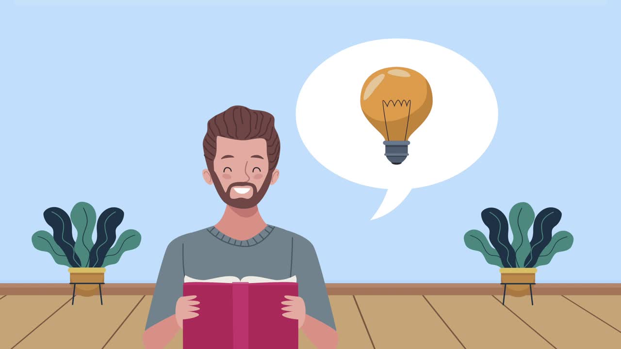 joven leyendo un libro pensando en el bulbo