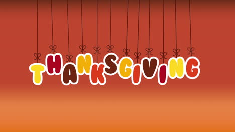 happy thanksgiving celebration with letters hanging